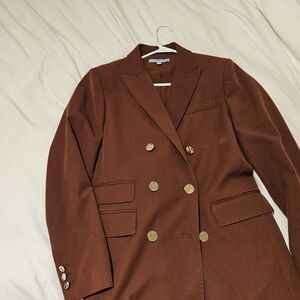 Women's Double-Breasted Brown Blazer